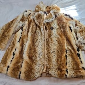 Pamela McCoy Faux Fur Jacket Coat in Animal Print New With Tags NWT